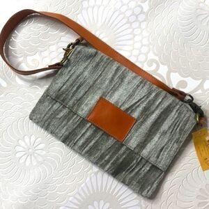 Crushed Velvet and Leather Boutique Purse, NWT